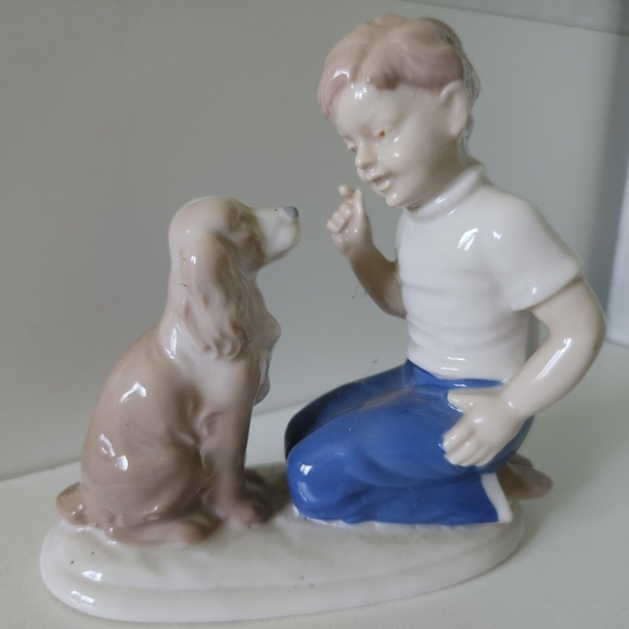 East Germany Grafenthal Boy and Dog Figurine - Picture 1 of 6